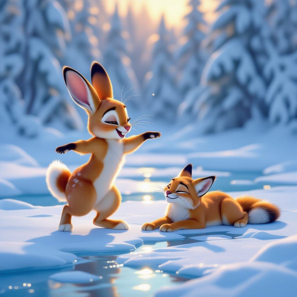 Hare Dances on Ice as Digital Disney Art
