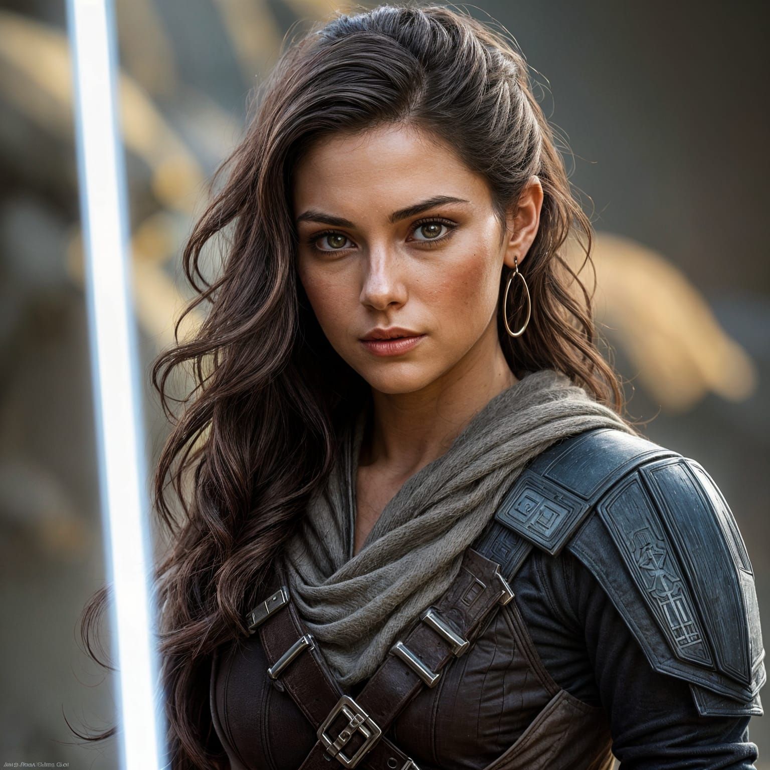 Hyperrealistic Woman in Mandalorian Costume