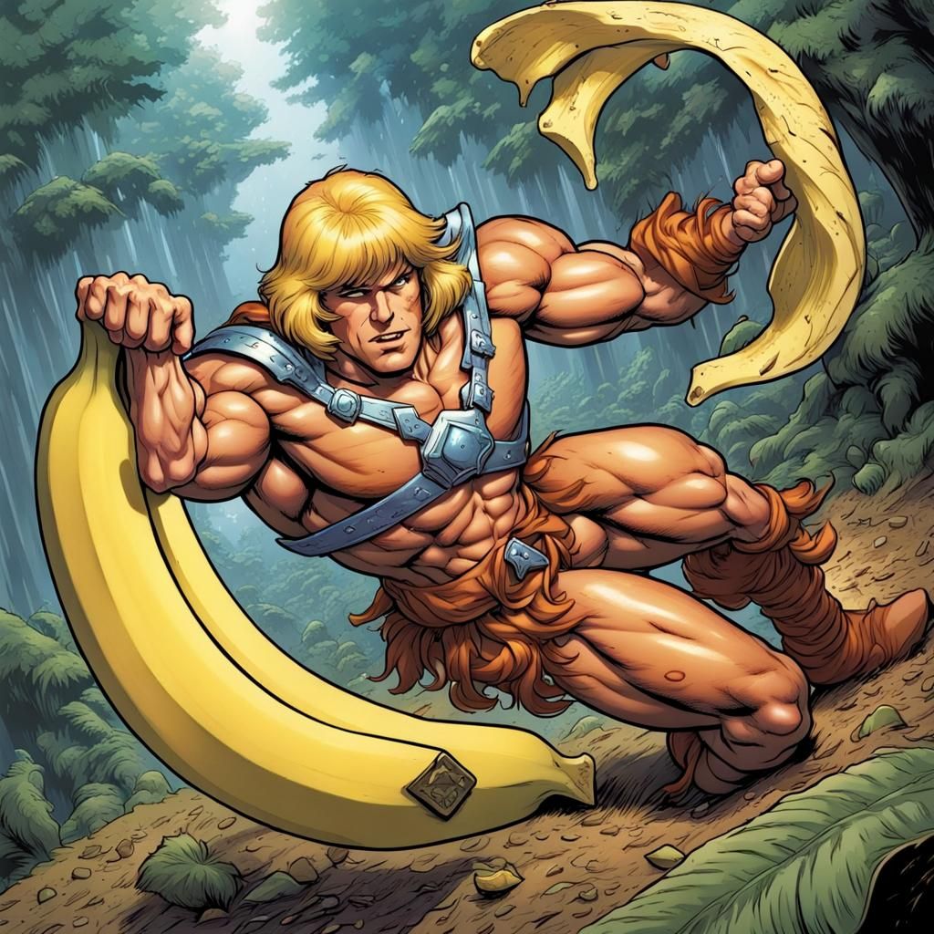 He-Man's Comical Slip: A Comic Book Art Style