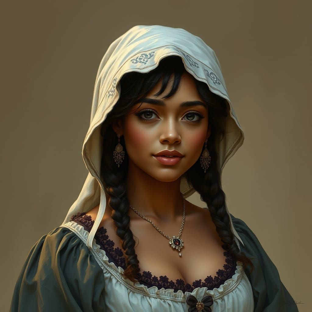 Portrait of Woman in Medieval Dress, Pre-Raphaelite Style