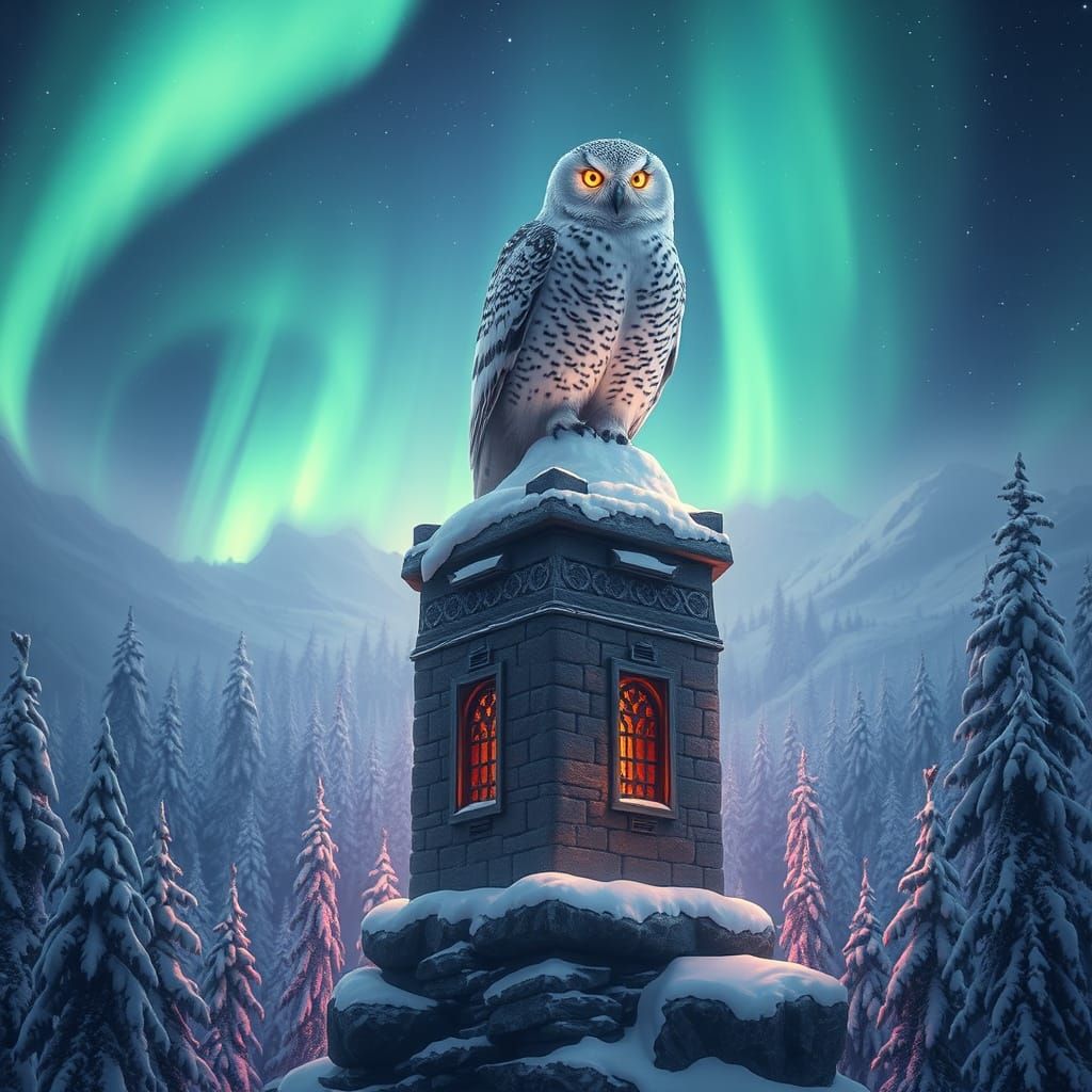 Ethereal Owl Reigns Over Enchanted Forest at Dusk