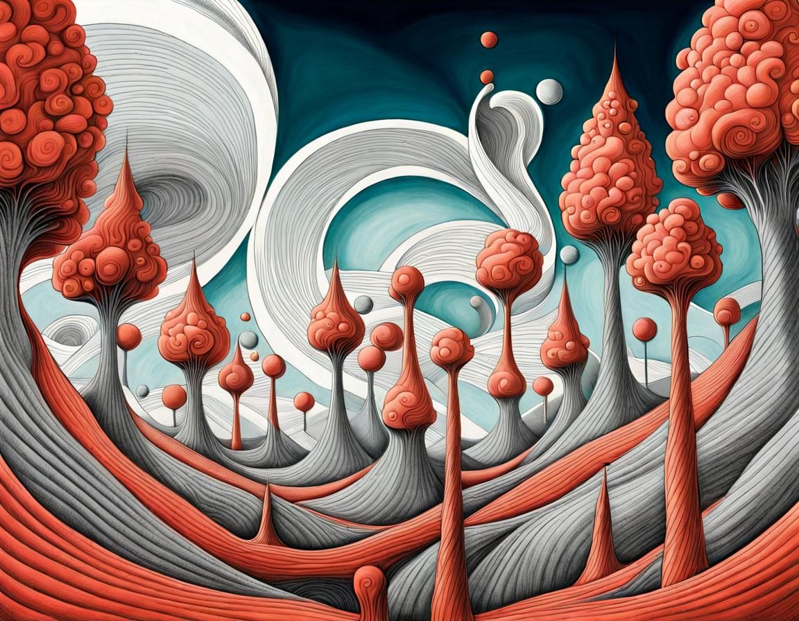 Quantum Mechanics in Dr. Seuss Style Pencil Drawing