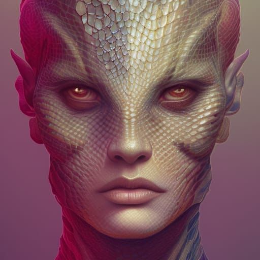Reptilian Humanoid Portrait in Hyperdetailed Style