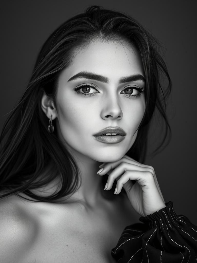 Monochrome Fashion Portrait of a Female Model