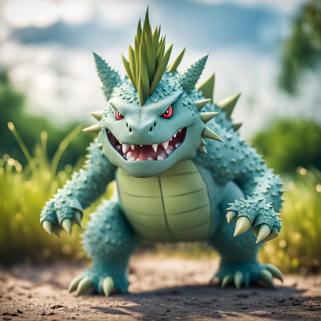Tyranitar Pokémon in Light Blue Theater, High Detail