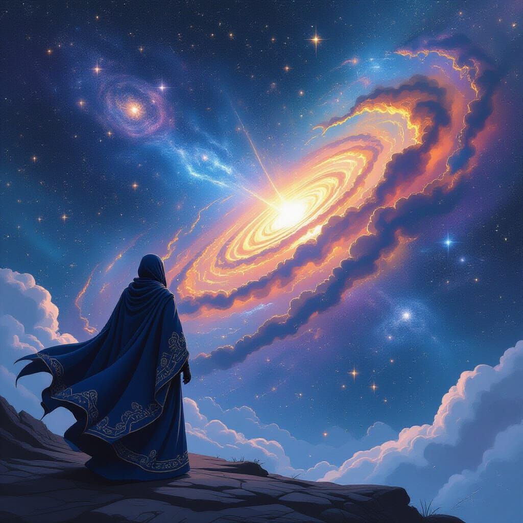 Cosmic Wanderer Gazing into Starry Void