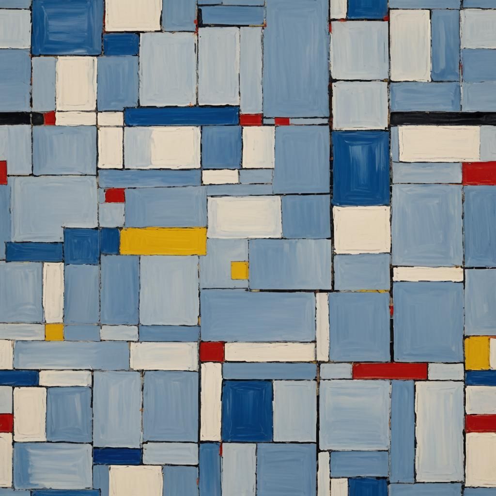 Abstract Art Inspired by Mondrian in Gouache Style