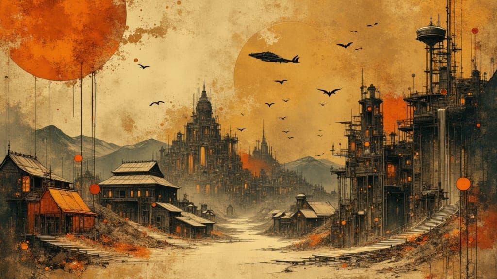 Offworld Mining Town in Gritty Noir Style