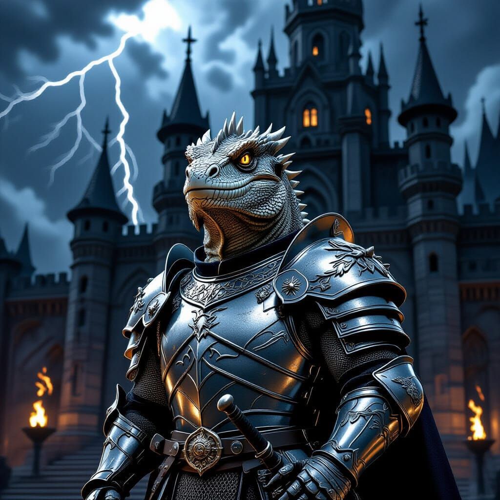 Komodo Dragon Knight Guards Gothic Castle