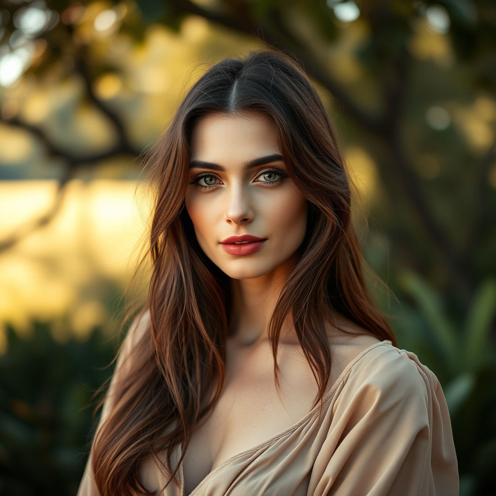 Elegant Lady in a Lush Outdoor Setting