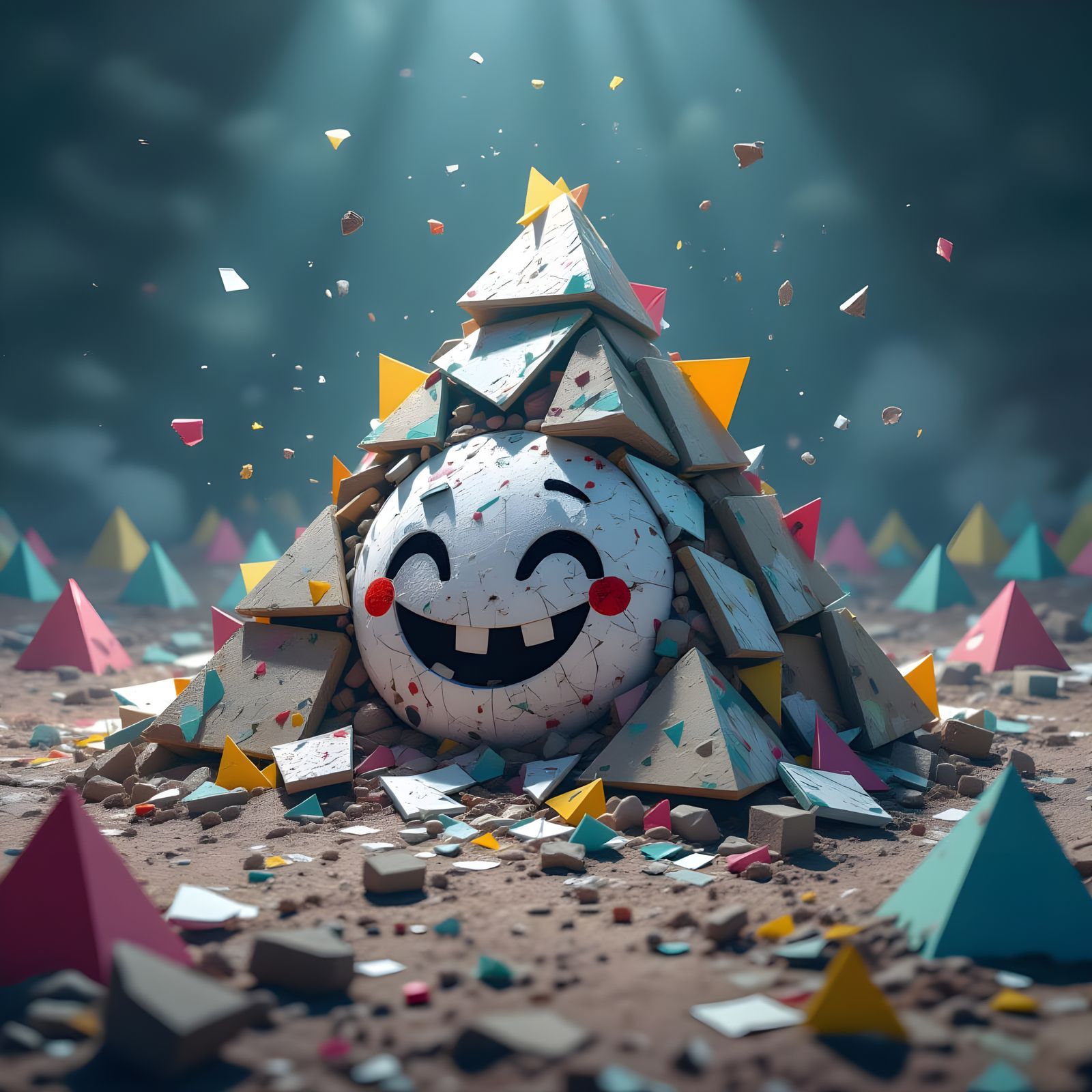 Hyperrealistic Plastic Waste Pyramid in CGI Style