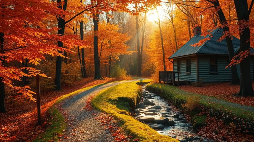 Autumnal Landscape in Warm Golden Light