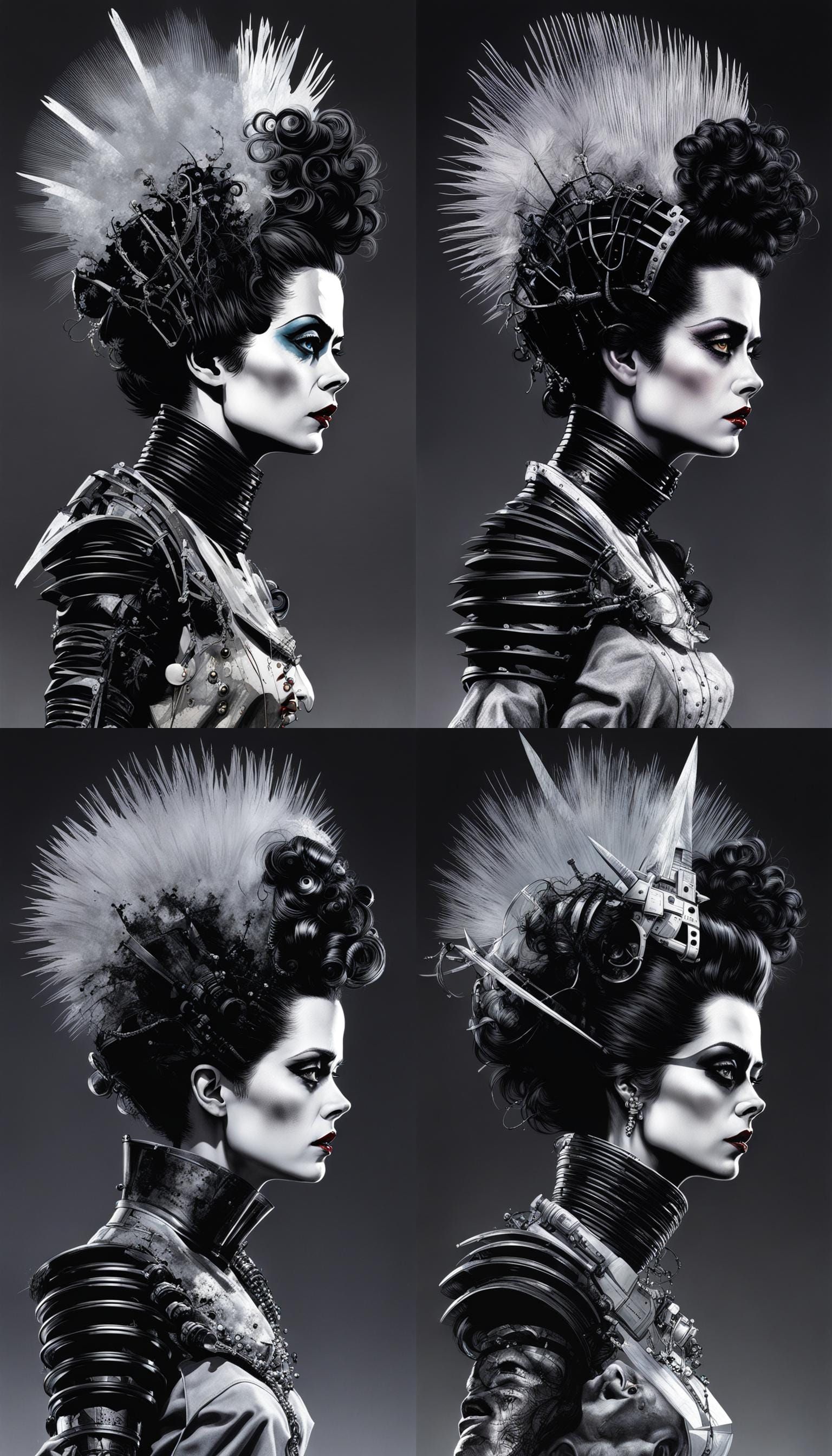 Bride of Frankenstein Scissorhands Illustration