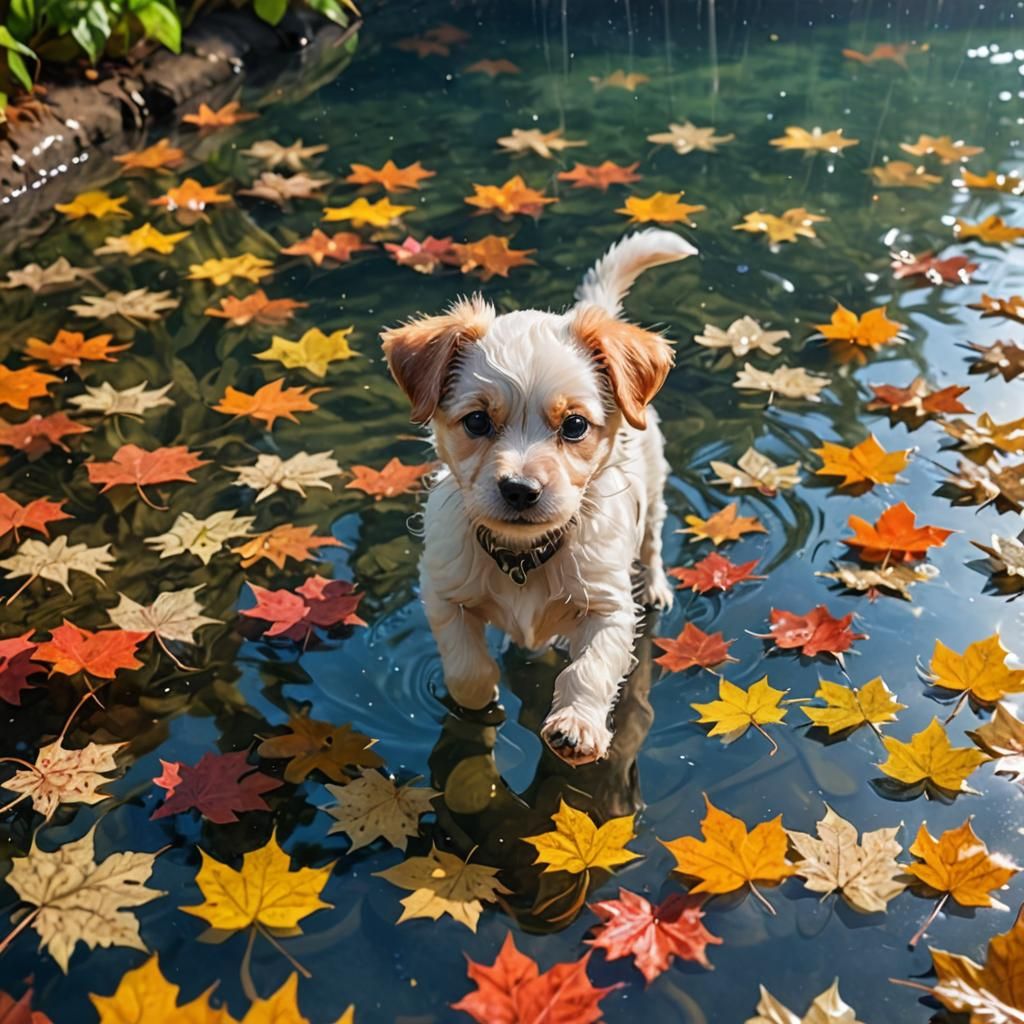 Autumn Puppy in Translucent Aquarium