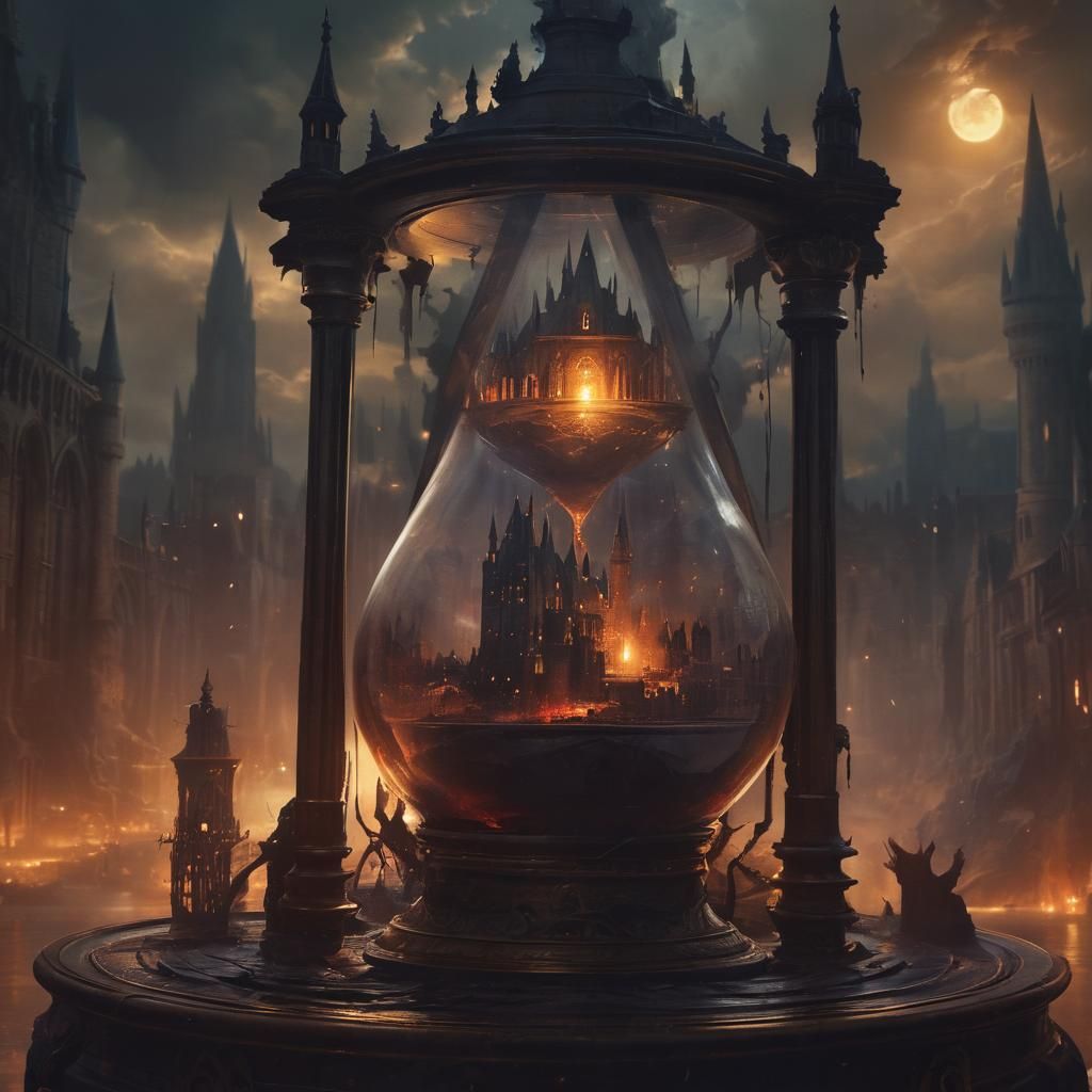 Hogwarts Castle Hourglass: Light vs Darkness
