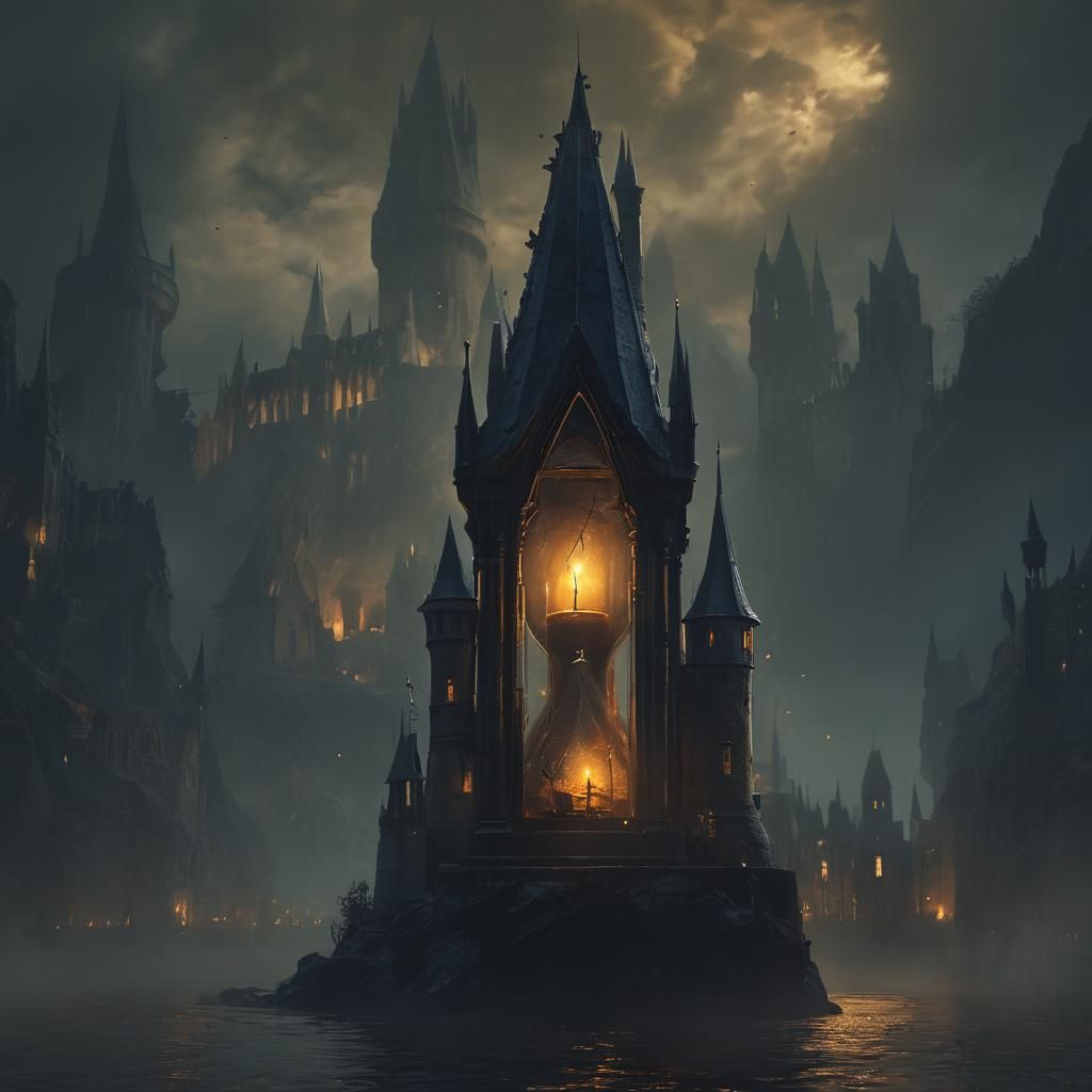 Hogwarts Castle Radiates Light in Hourglass