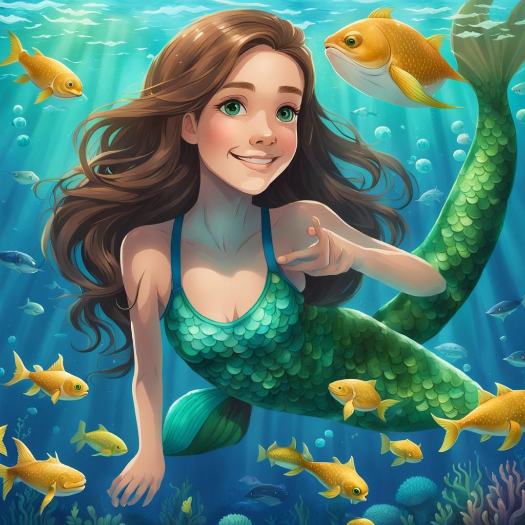 Teen Mermaid Swimming with Whale in Real Life