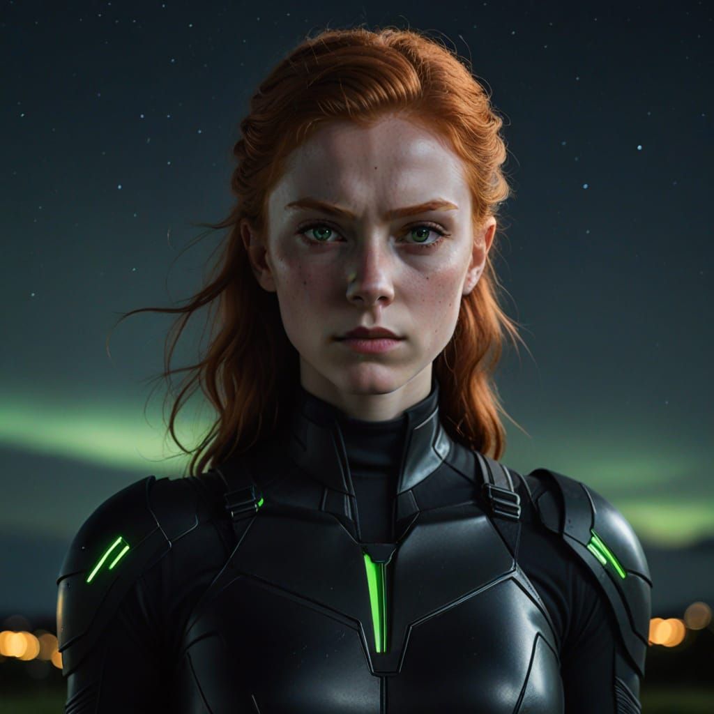 Dark Goddess in Black Super Suit Unveiled at Night