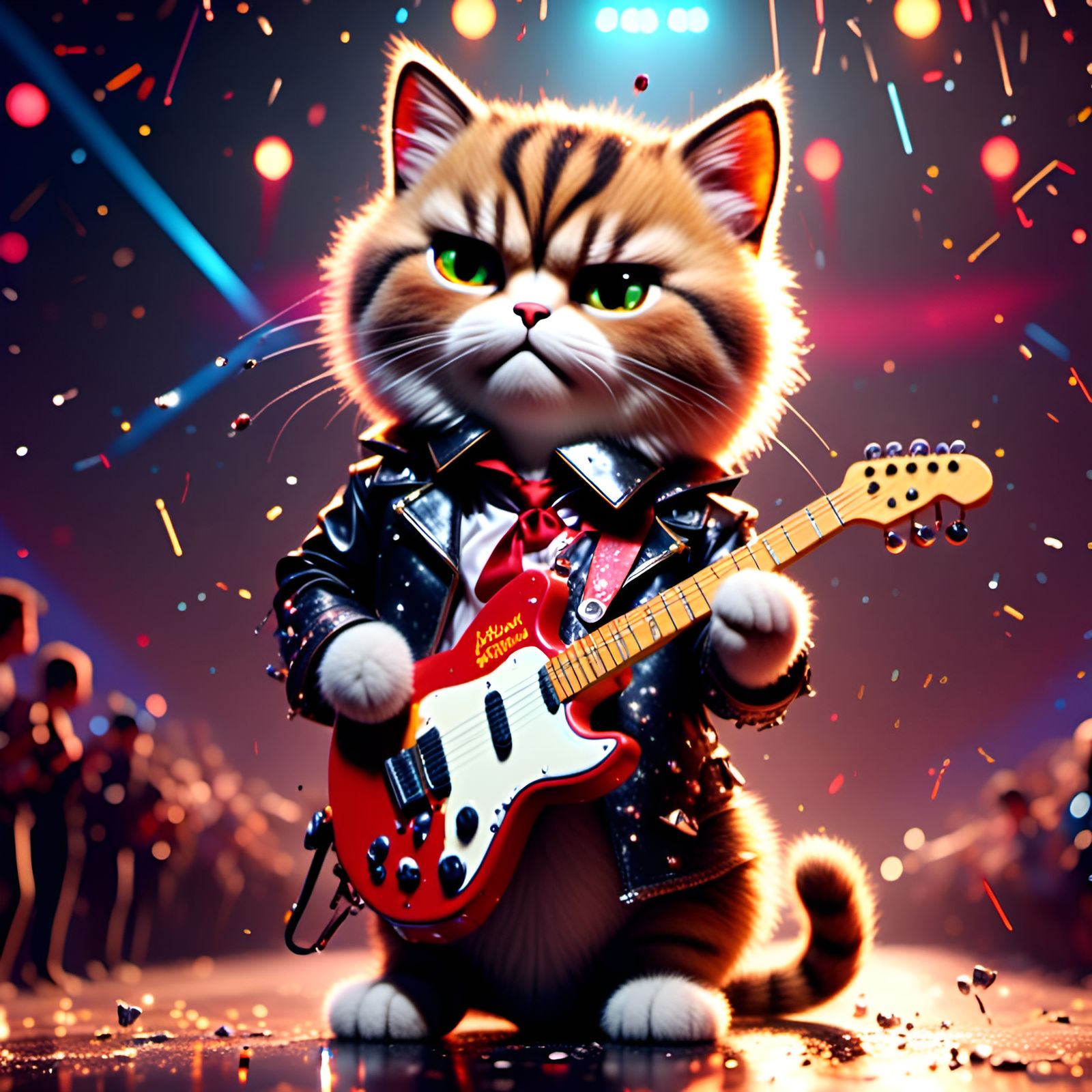 Chibi Cat as Freddie Mercury on Stage