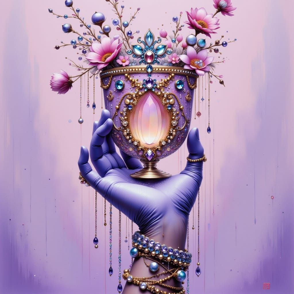 Jeweled Hand Reaching for Drink, Surreal Style