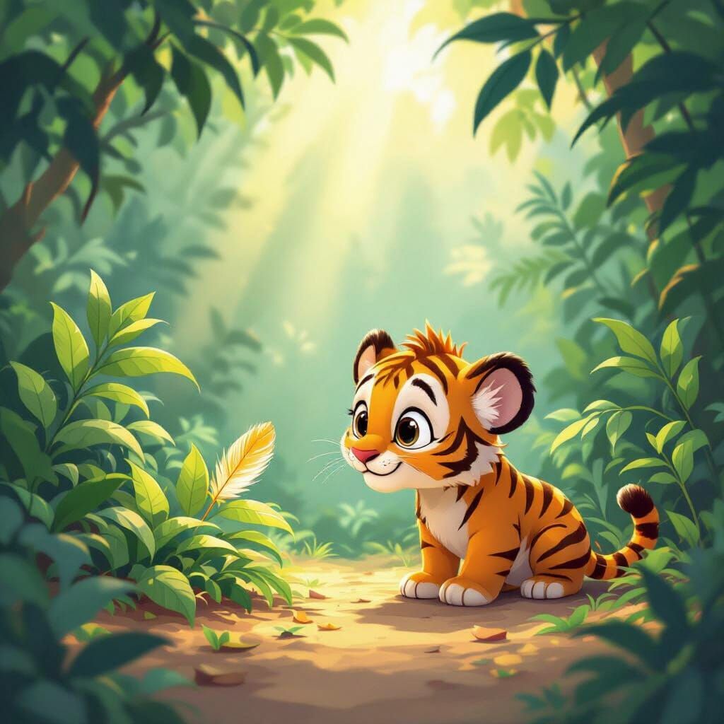 Timmy the Tiger Discovers a Golden Feather in the Jungle