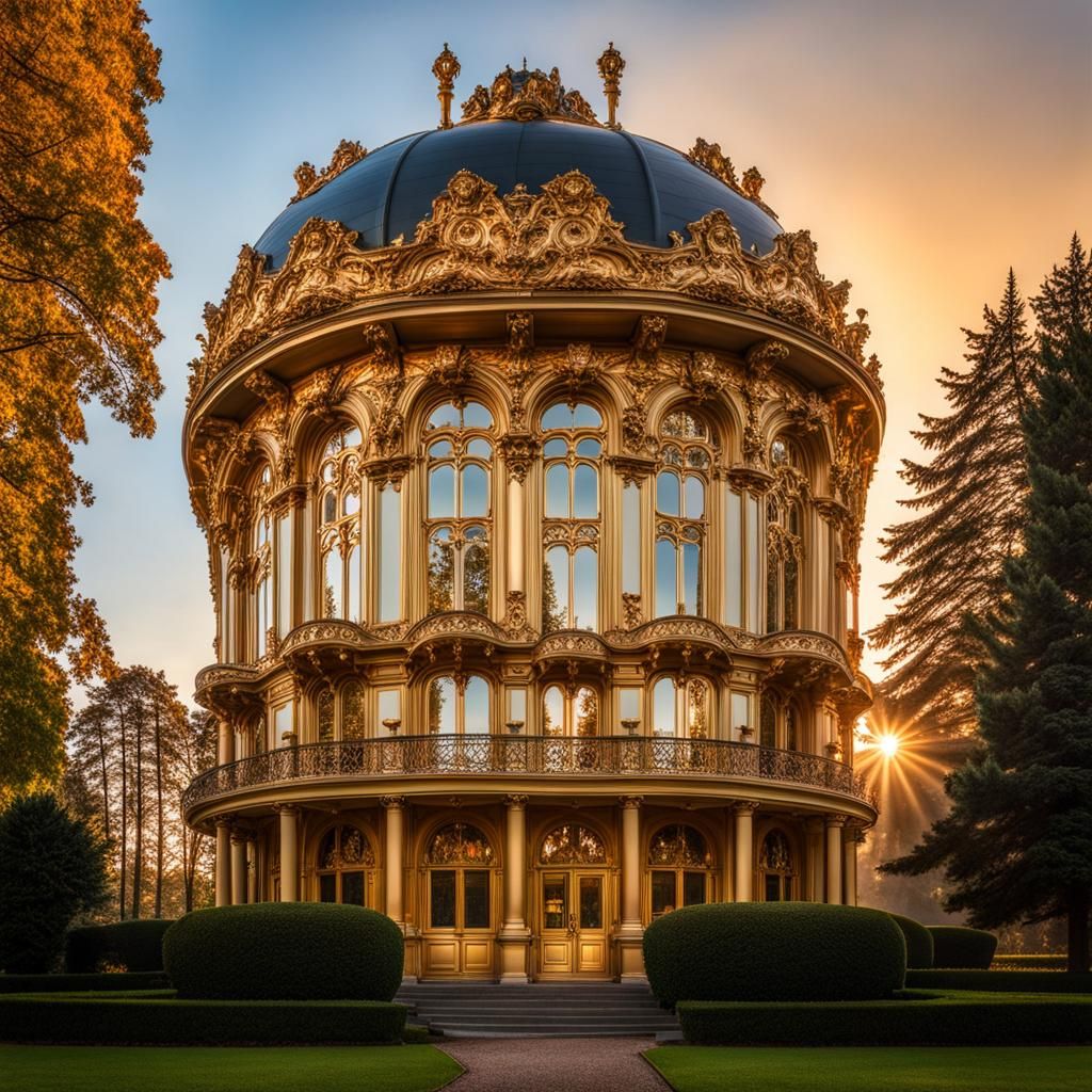 Art Nouveau Rococo Building in Golden Hour