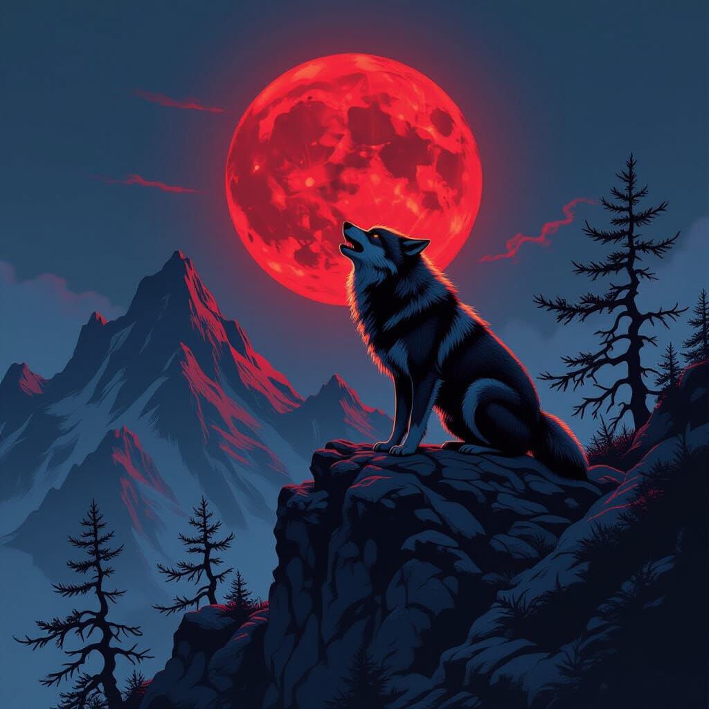 Lone Wolf Howls at Blood Moon: Cinematic Realism