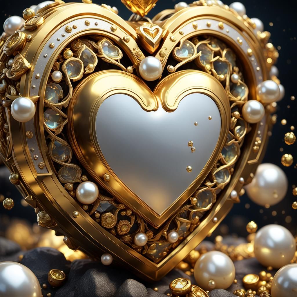 Dazzling Golden Heart in Voluminous 3D Render
