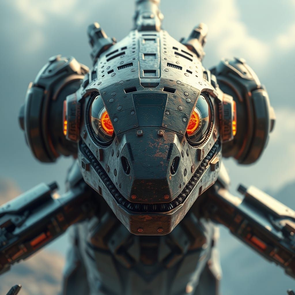 Giant Robot Lizard with Glass Cockpit, Detailed Art