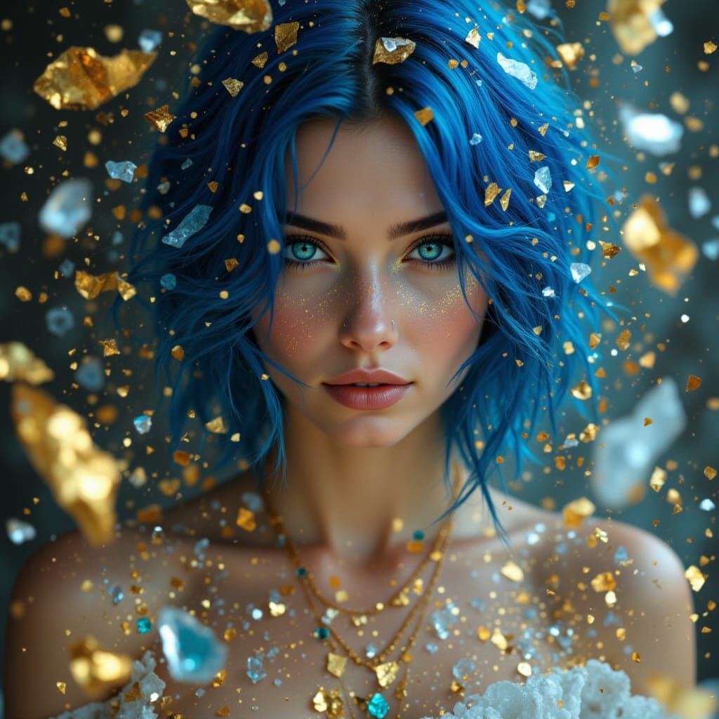 Alternative Woman with Gold and Crystal Aura