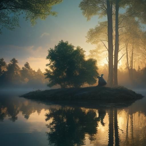 Doves Nuzzling in Golden Hour: A Digital Painting