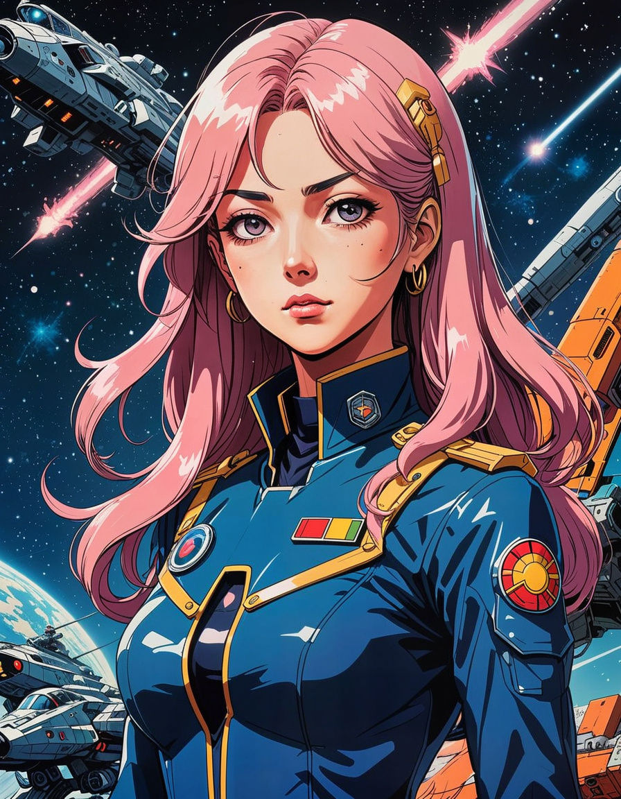 Galactic Commander in Retro Anime Style