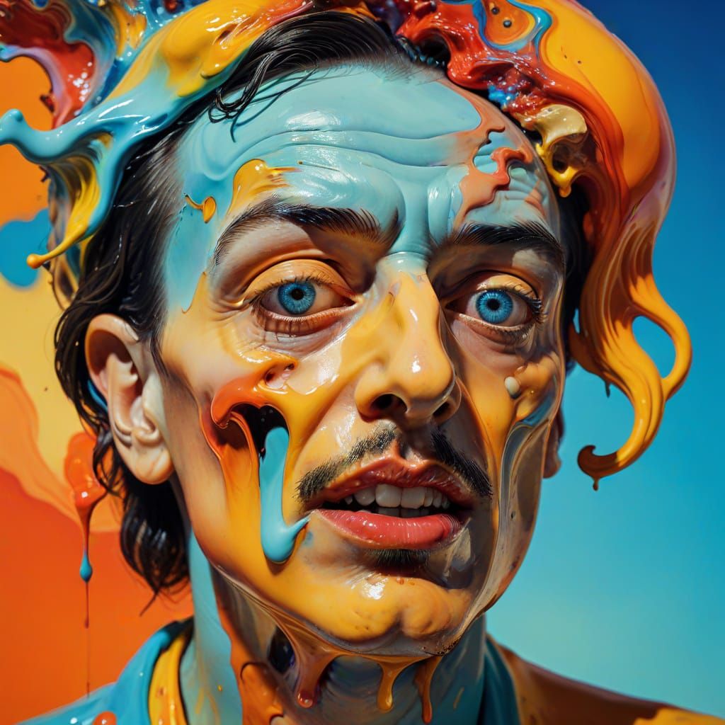 Surreal Portrait: Person Eats Head in Dali Style