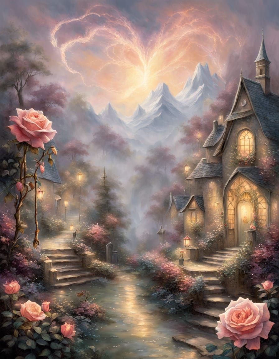 Ethereal Golden Rose with Cracked Texture, Magical Aura