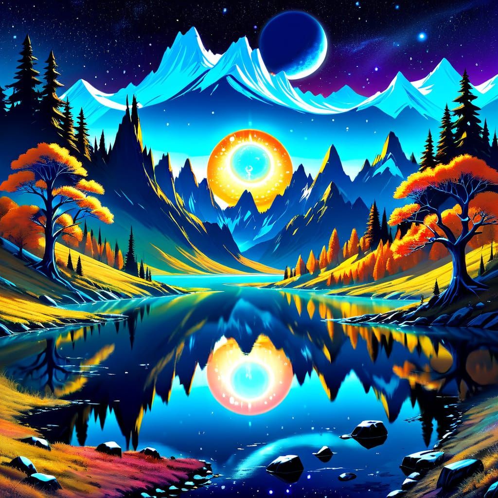 Vibrant Solarpunk Landscape Artwork
