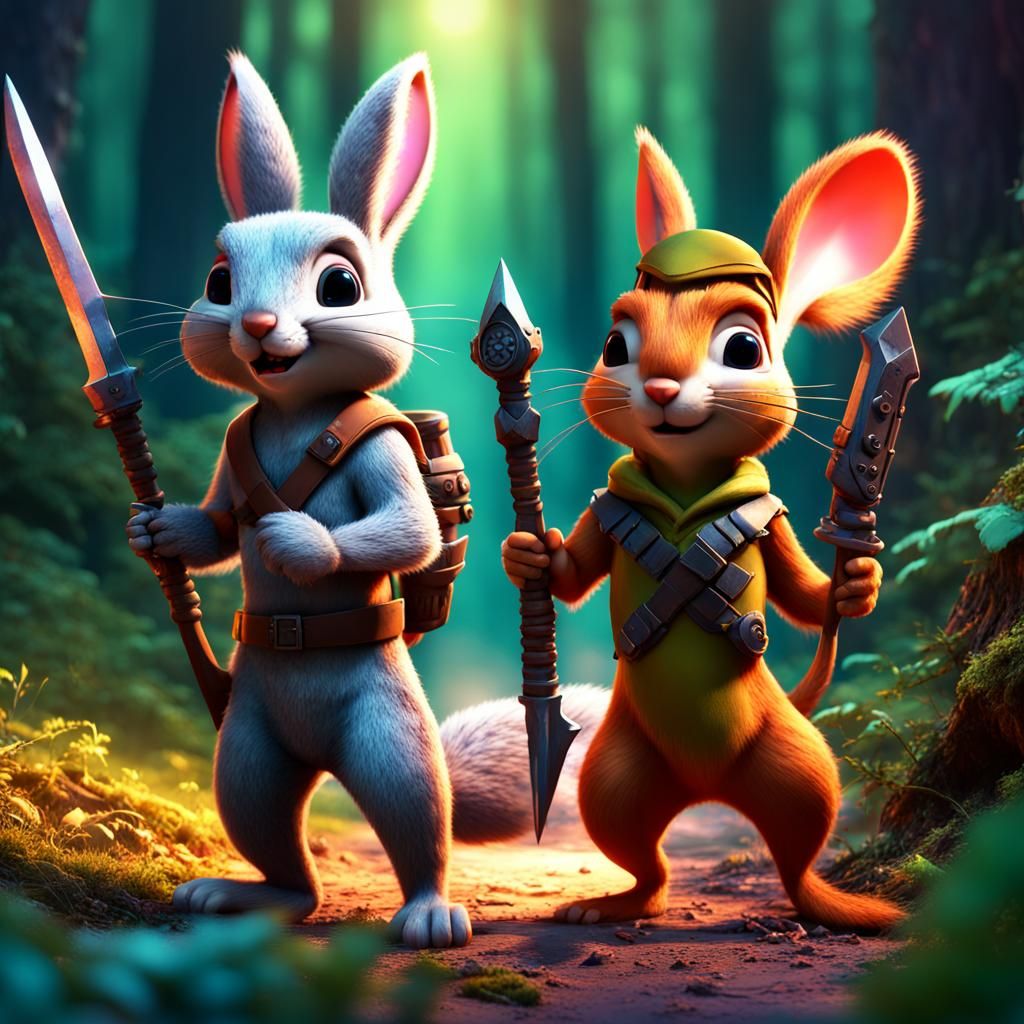 Squirrel Warrior and Ranger Rabbit