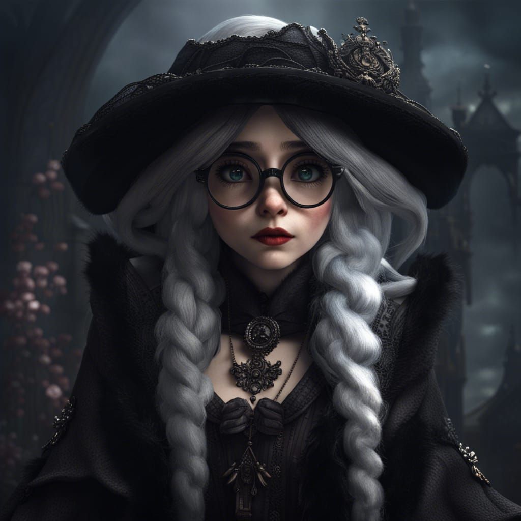Gothic Victorian Gnome with Silver Hair