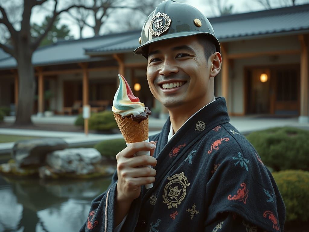 Laughing Samurai with Melting Ice Cream