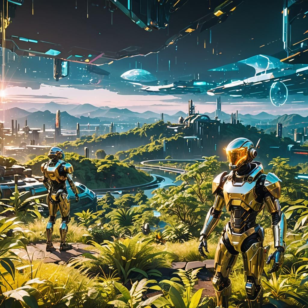 Cybernetic Explorers on Tyro-4: A Futuristic Haven