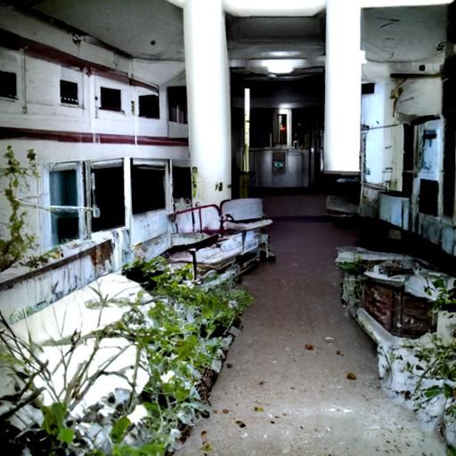 An eerie creepy abandoned haunted hospital.