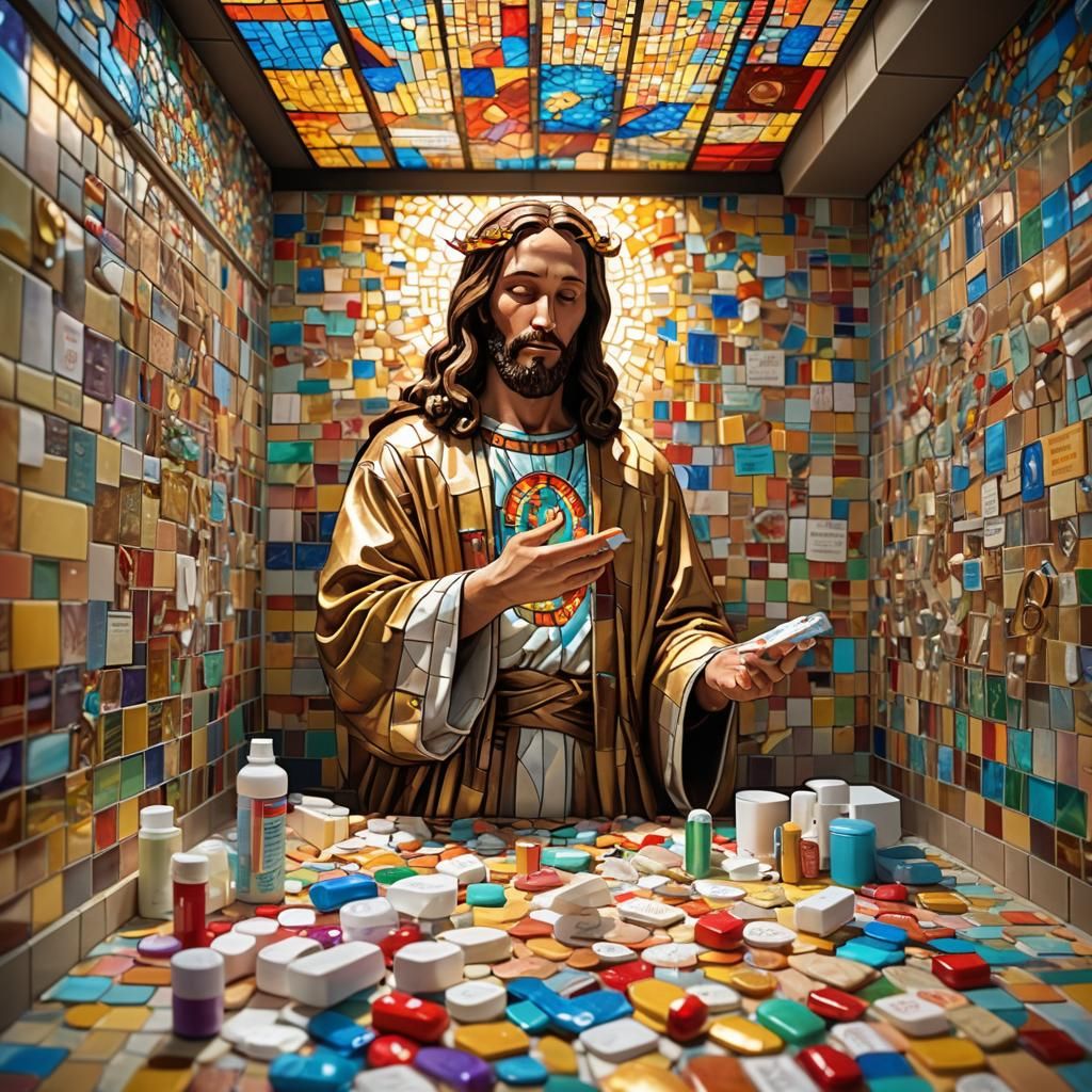 Pregnant Jesus Refills First Aid Kit, Art Deco Style