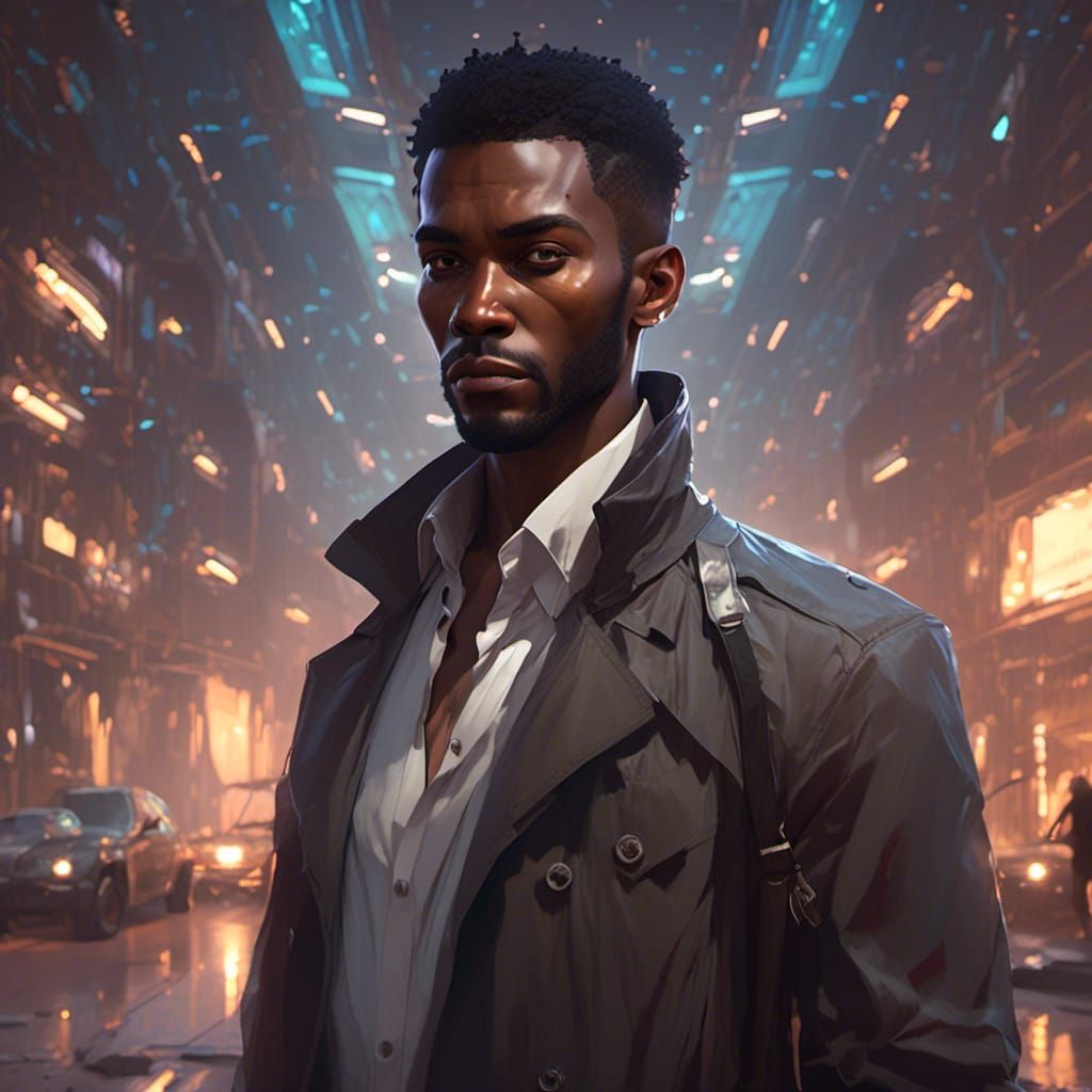 African American Astrophysics Professor Portrait in Hyperdet...