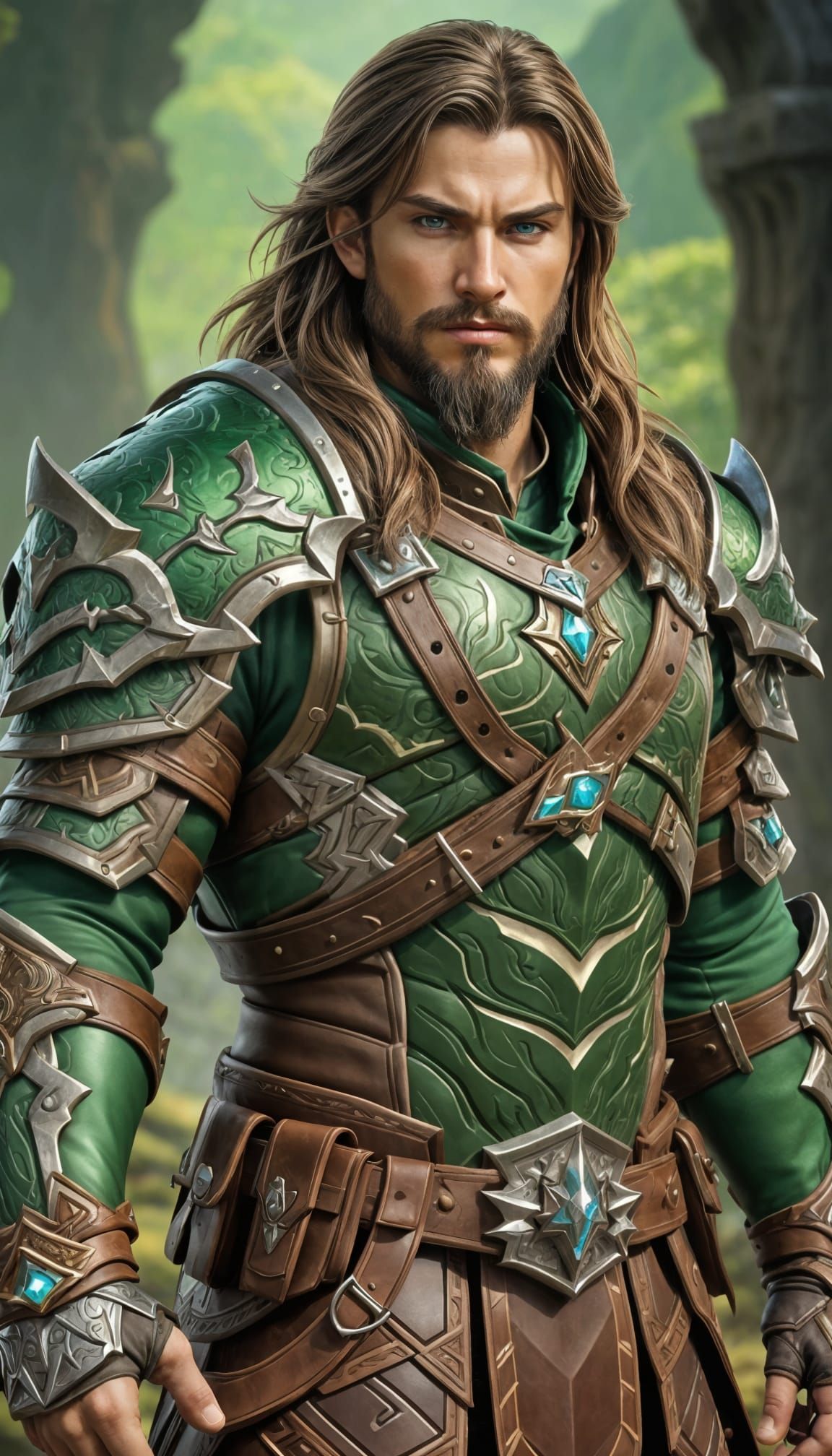Epic High Fantasy Ranger in Warcraft Style Armor