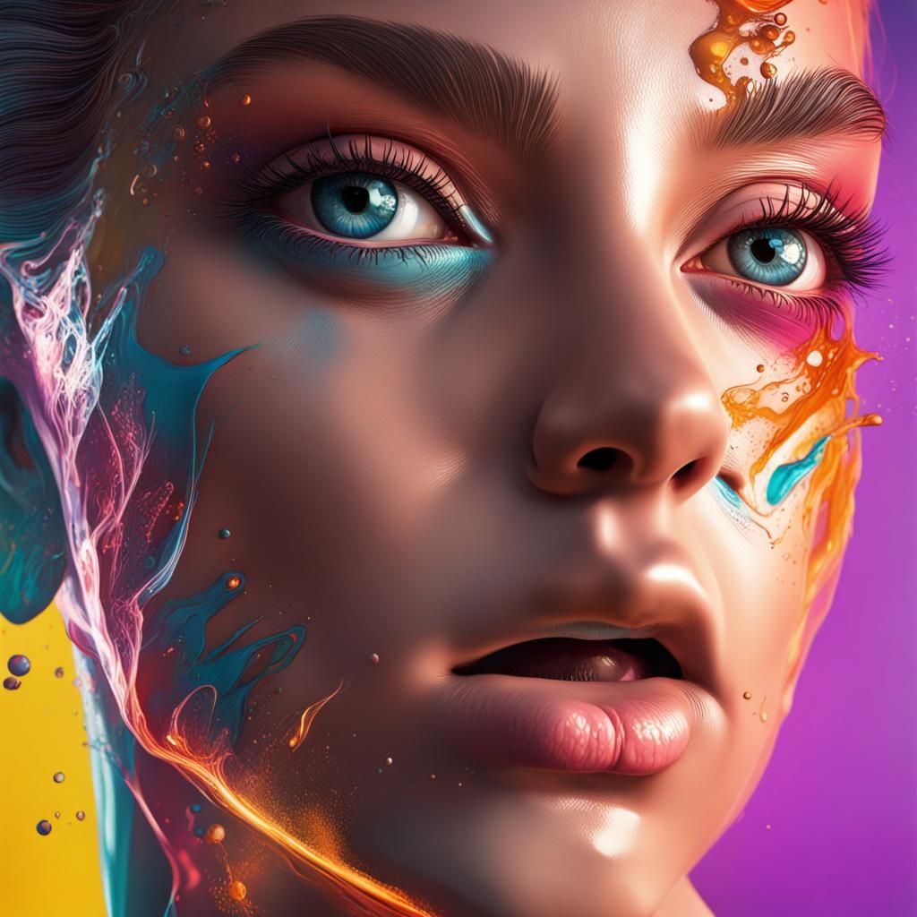 Hyperrealistic Splash Art: A Colorful Explosion of Detail