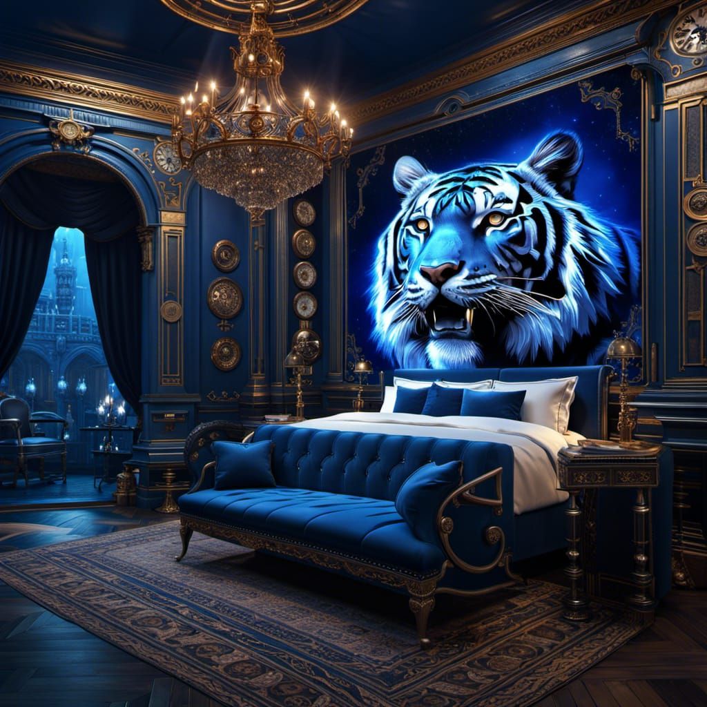 Steampunk Blue Tiger Fantasy Concept Art