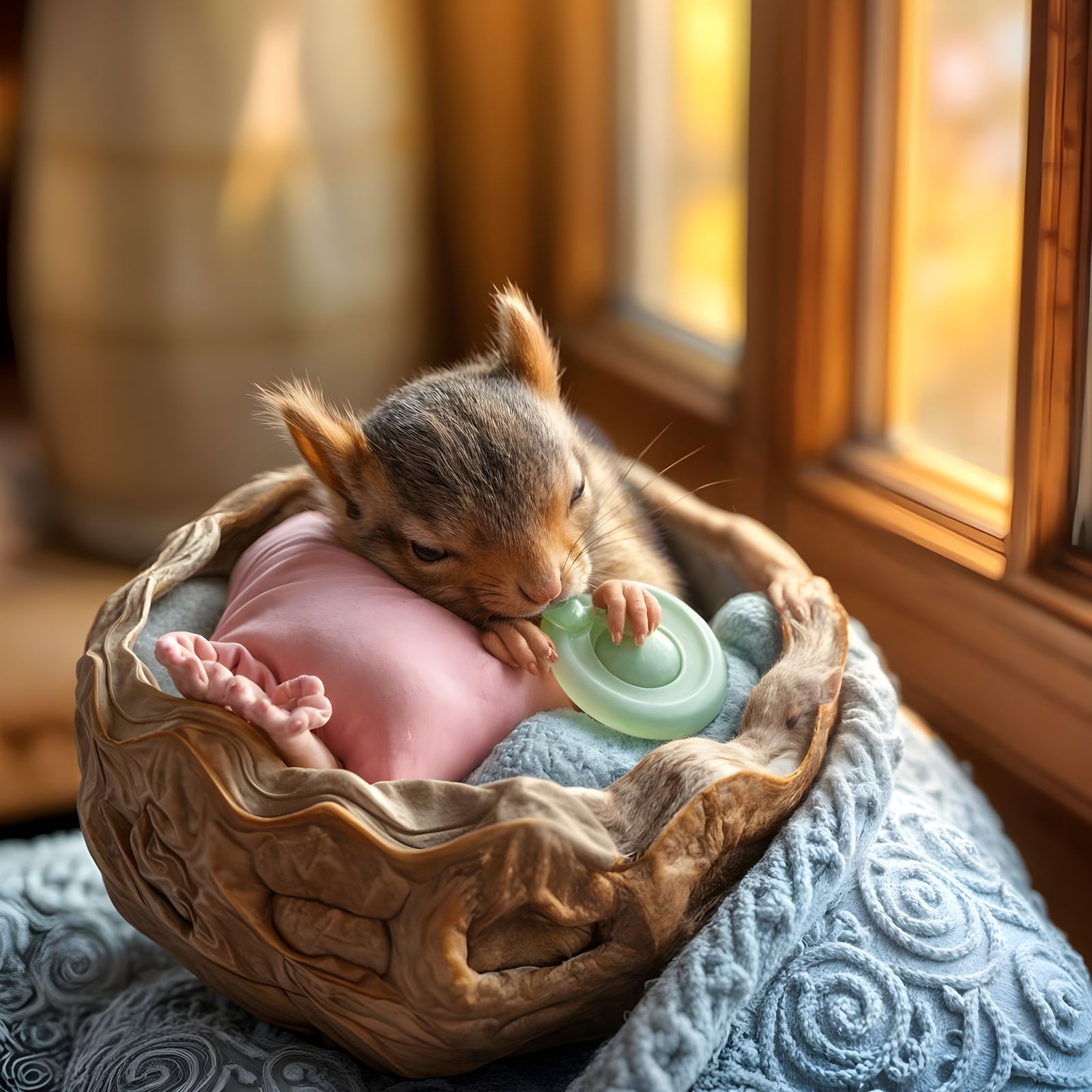 Sweet Morning Slumber in a Walnut Shell