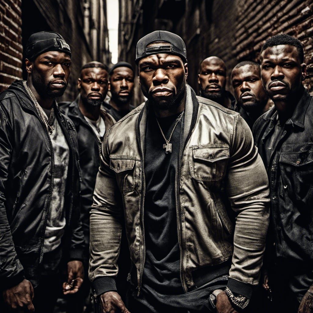 Hyperrealistic Portrait of 50 Cent in Dark Alley