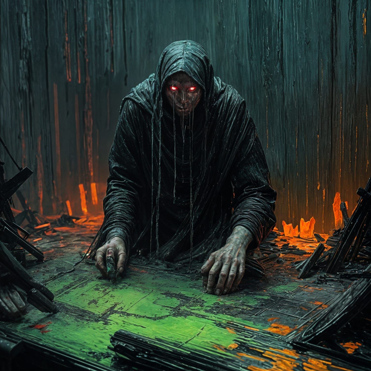 Ethereal Horror Die in Neo-Impressionist Oil Painting