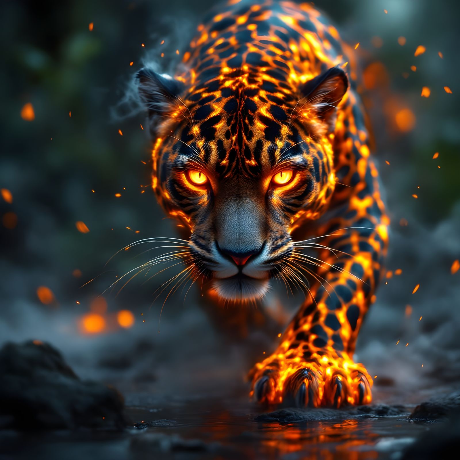 Fantasy Jaguar with Molten Gold Fur