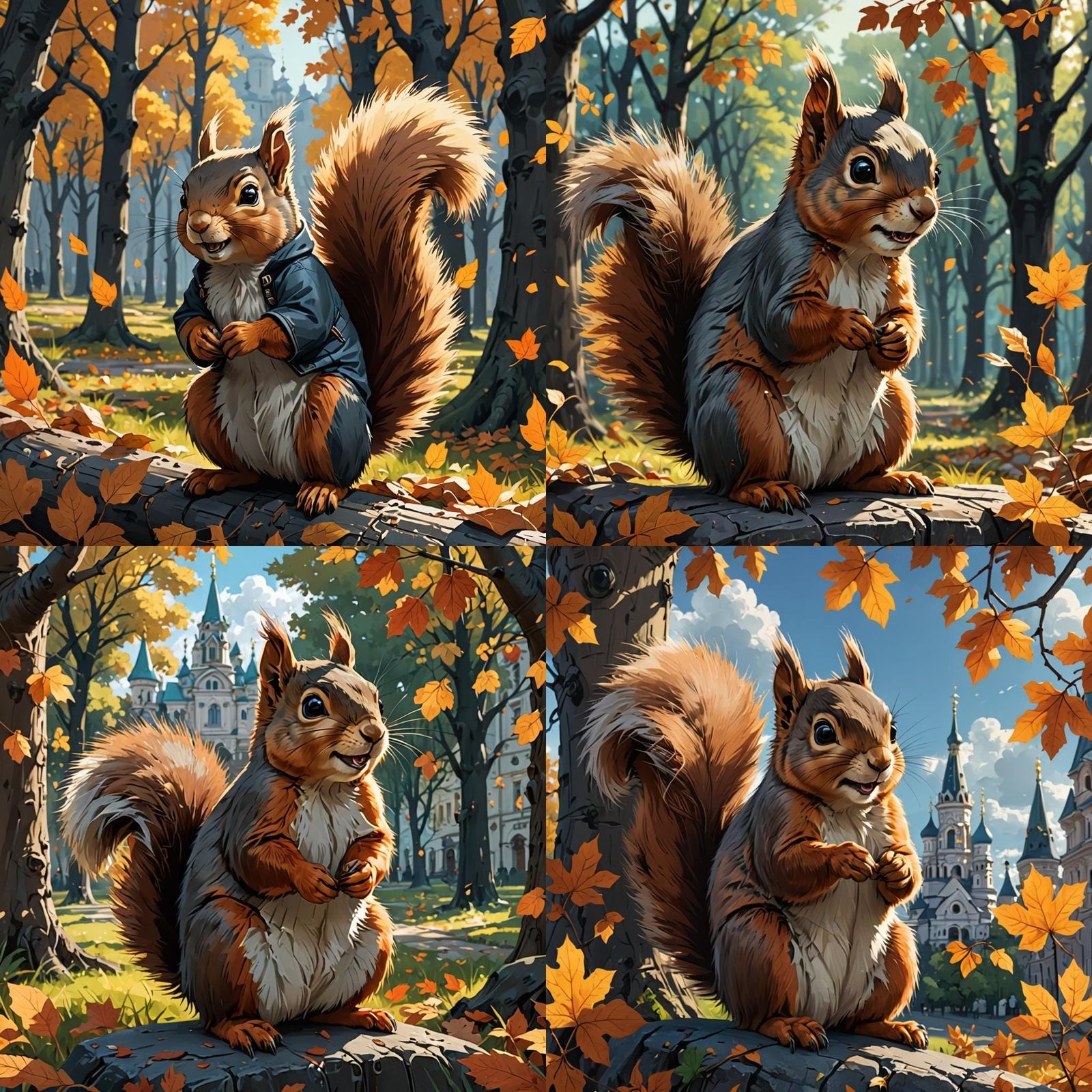 Cute Gothic Squirrel in Anime Style